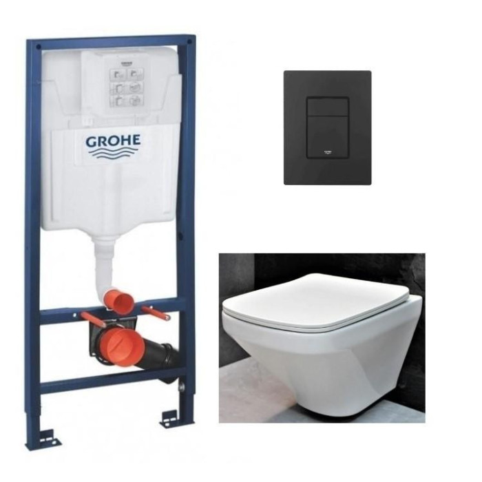 Інсталяція GROHE Rapid SL 38772001+ Унитаз подвесной DUSEL LEXI + Сидение + Панель смыва Grohe