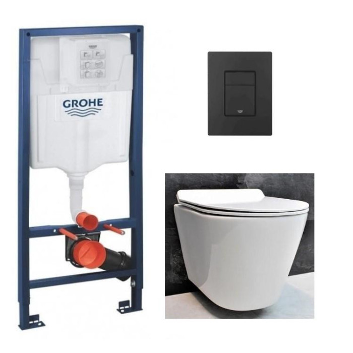 Інсталяція GROHE Rapid SL 38772001+ Унитаз подвесной DUSEL AREZ + Сидение + Панель смыва Grohe