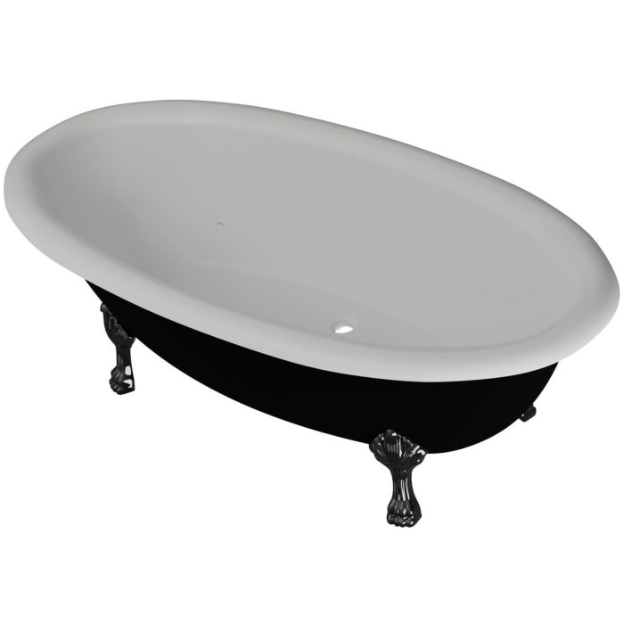 Ванна окремостояча глянцева Amidicon Olimpia 180х90 чорна з литого каменю чорні ніжки OLIMPIA_180_nizhk