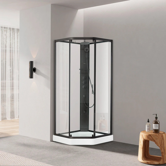 Душевая кабина с поддоном DUSEL GLARE Black Matt 900x900x2100 стекло прозрачное 559002