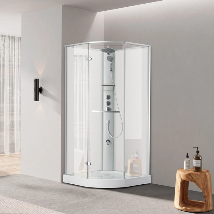Душевая кабина с поддоном DUSEL AVENUE Satin 950x950x2100 см, стекло прозрачное, 558001