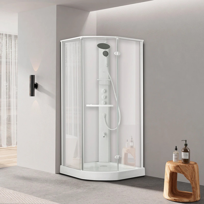 Душевой бокс DUSEL AVENUE White Matt 95x95x210 стекло прозрачное, профиль белый 558003