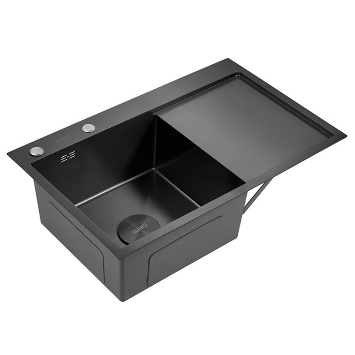 Мийка кухонна з нержавіючої сталі SS304 DS50963-2RNB 630*500*230 Right (Nano Black)