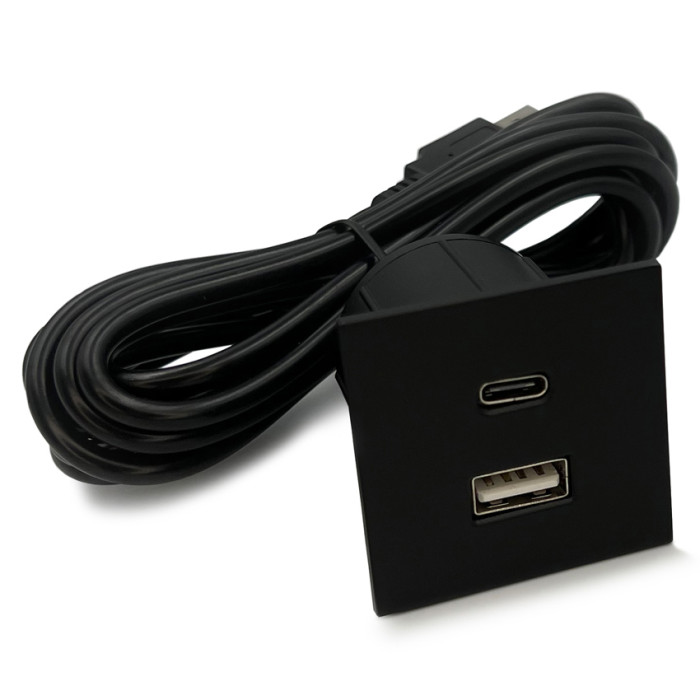 Мебельная USB розетка ASA VersaPick type A+C черная матовая (060.29Z.00045)
