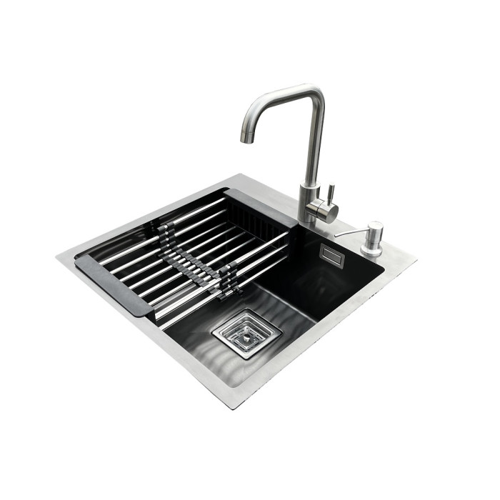Комплект мийка + змішувач Romzha Arta Nova U-450 BL (B)