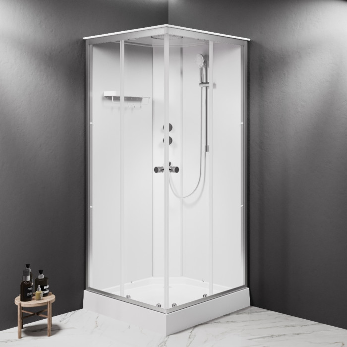 Кабина душевая  90x90,  профиль мат.хром, стекло прозрачное AM.PM W94C-403-090MT X-Joy