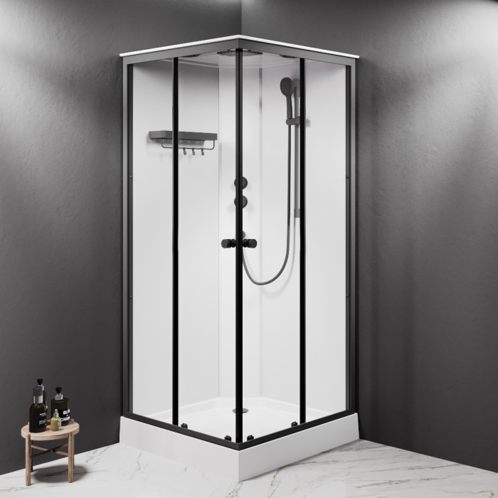 Кабина душевая  90x90,  профиль черн.хром, стекло прозрачное AM.PM W94C-403-090BT X-Joy