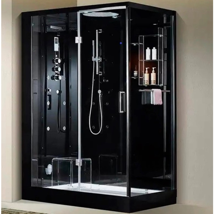 Гидромассажный паровой бокс GOLSTON G-U692BB черный 1200х850х2230 мм левосторонний
