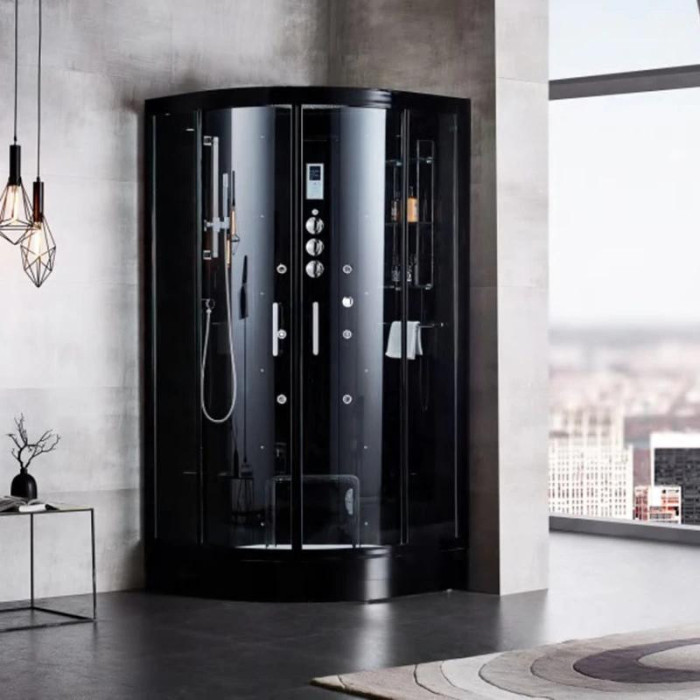 Гідромасажний паровий бокс GOLSTON G-U695B чорний 900х900х2230 мм