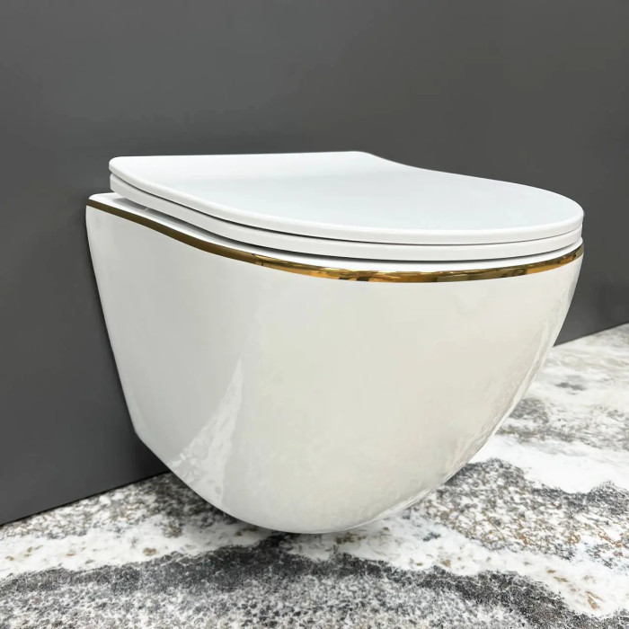 Підвісний унітаз  VBI VULCANO WHITE GOLD EDGE VBI-020402