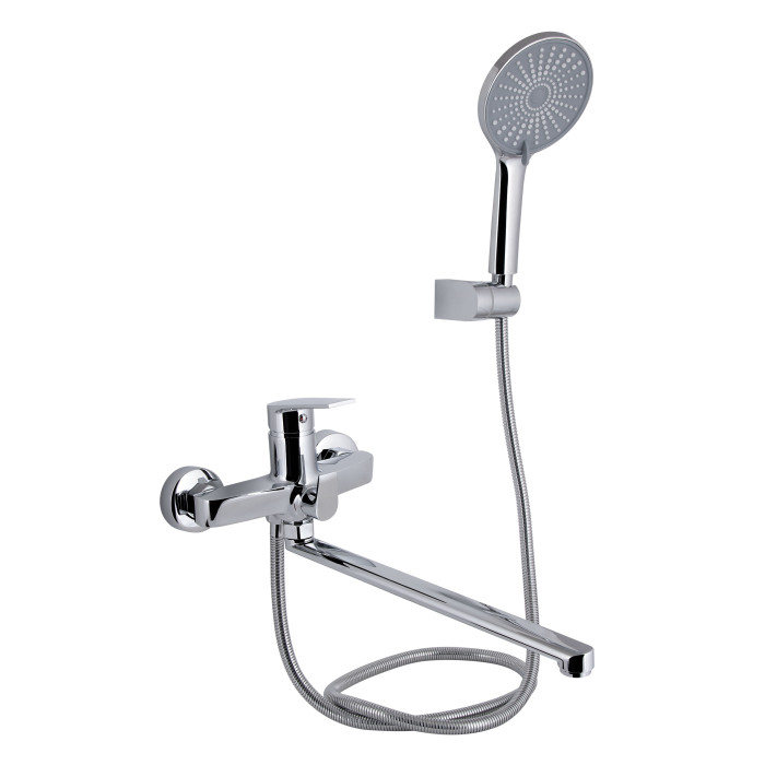 Смеситель для ванны Qtap Stenava New с поворотным изливом (со душевым гарнитуром) QTSTE2601CRM45536 Хром