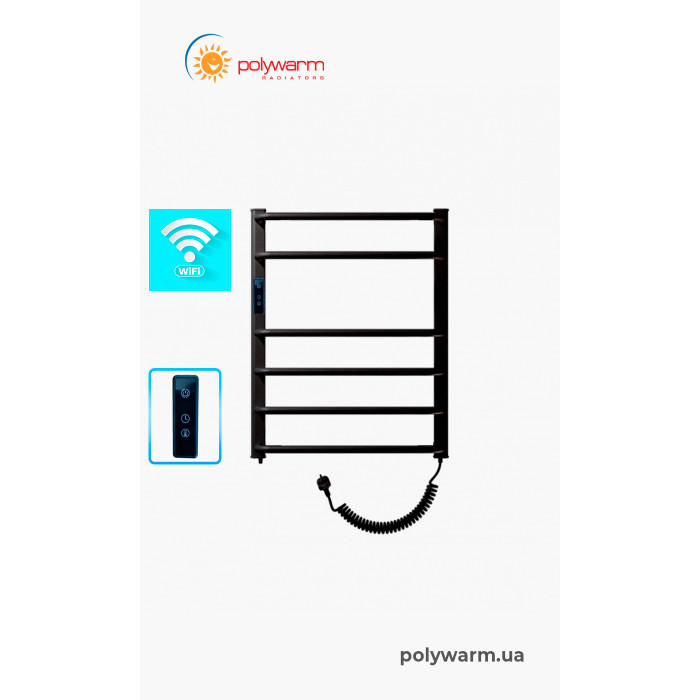 Електрична рушникосушка сухого типу Polywarm  EU6/55 чорна Sensor Wi-Fi