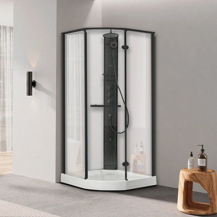 Душевой бокс DUSEL AVENUE Black Matt 950x950x2100 стекло прозрачное, без крыши (558004)