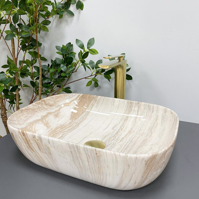 Умывальник (раковина) VBI RAVENNA TRAVERTINE GLOSSY накладной