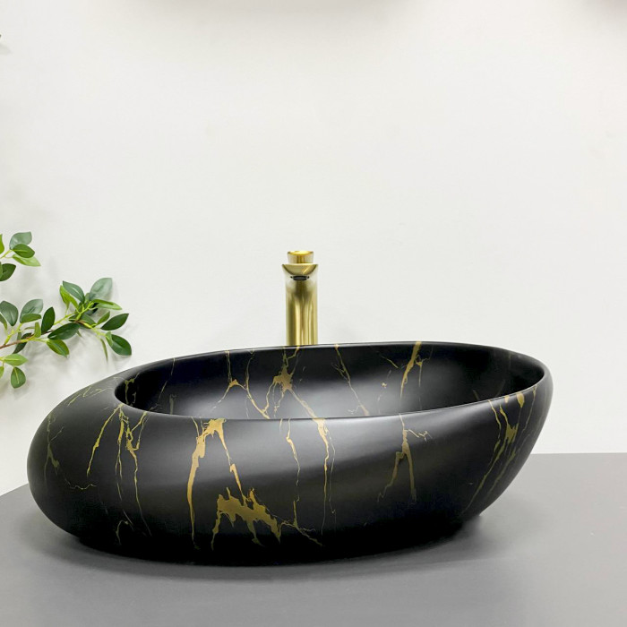 Умывальник (раковина) VBI VALIANO MARBLE BLACK MATT накладной
