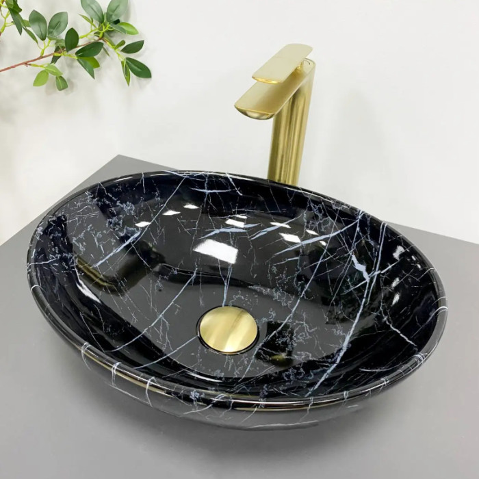 Умывальник (раковина) VBI PARMA BLACK STONE GLOSSY накладной
