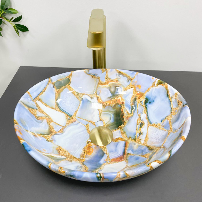 Умывальник (раковина) VBI PARMA MARBLE BLUE GLOSSY накладной