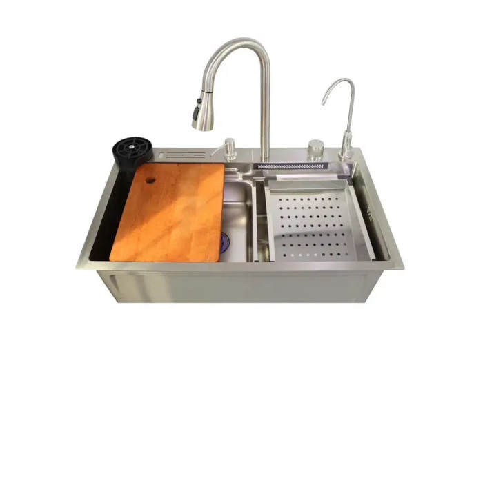 Багатофункціональна кухонна мийка Zerix ZH7546-SET-06.SUS304 DECOR зі змішувачем (ZX5682)
