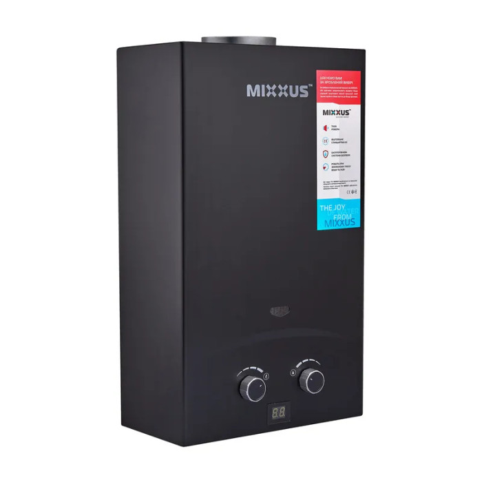 Газова колонка MIXXUS GWH-0210 BASIC BLACK димохідна 10 л/хв (колір чорний) (WH0023)