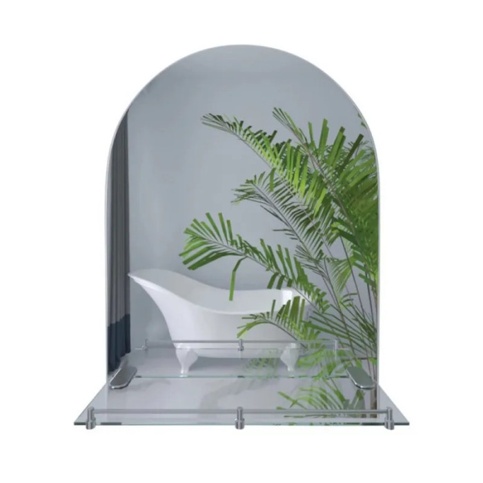 Настенное зеркало Zerix LAGUNA MRZ03-500x700x110 прямоугольное с дугообразным верхом и полкой (ZX5622).