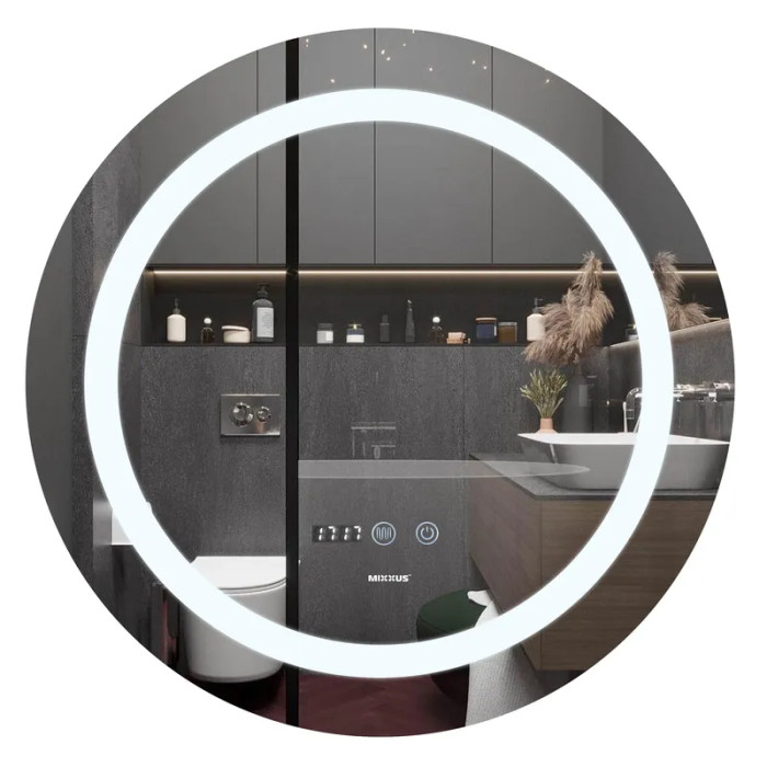 Дзеркало Mixxus PLAIN MC02-60-CASE з LED Touch, Anti-fog, димером, рег. яскравості, годинником (MI6