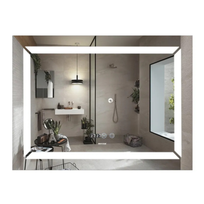 Дзеркало Mixxus Light MR01-80x60 (годинник, LED-підсвічування, антизапотівання) (MI5998)