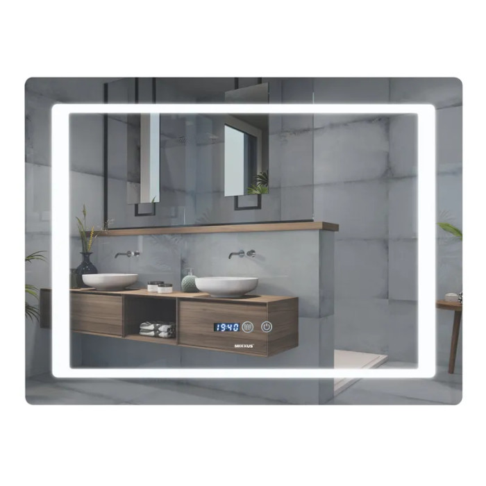 Дзеркало Mixxus Style MR03-80x60 (годинник, LED-підсвічування, антизапотівання) (MI6005)