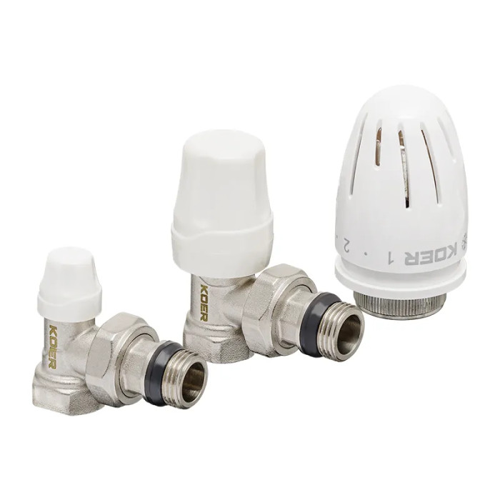 Комплект для підключення радіатора Koer SET-11 1/2"x1/2" кутовий з термоголовкою (KR3175)