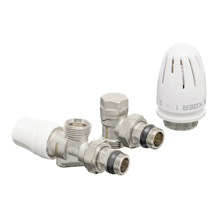 Комплект подключения радиатора Koer SET-16 1/2"x3/4" (осевой) с термоголовкой ЗЗ (KR3179)