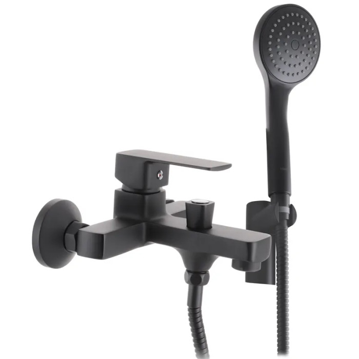 Смеситель для ванны Haiba Kubus 009 Euro Черный матовый с коротким изливом (HB3932)