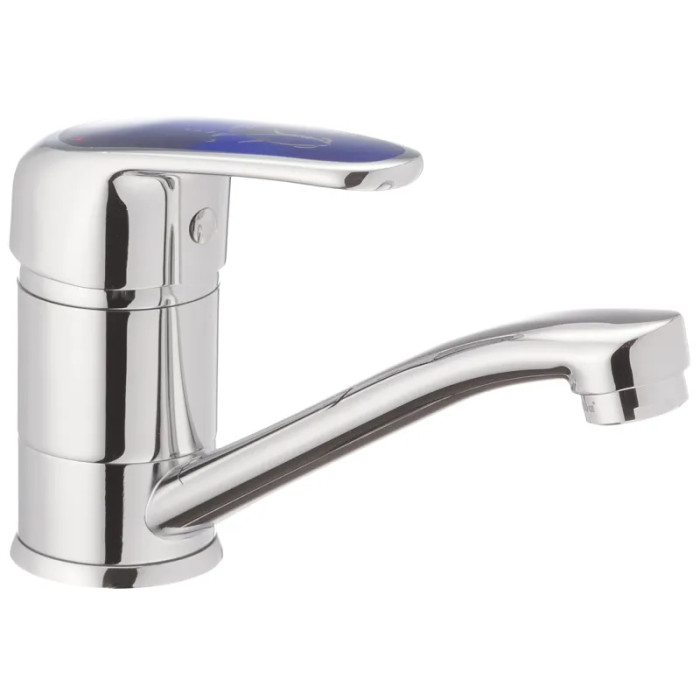 Змішувач для умивальника HAIBA MAGIC 555 (15 см) із синьою ручкою (HB0672)