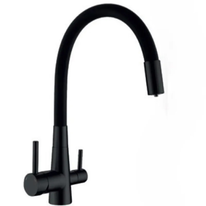 Змішувач для кухні Mixxus SUS-021 BLACK REFL.BLACK із силіконовим виливом, з виходом для питної вод