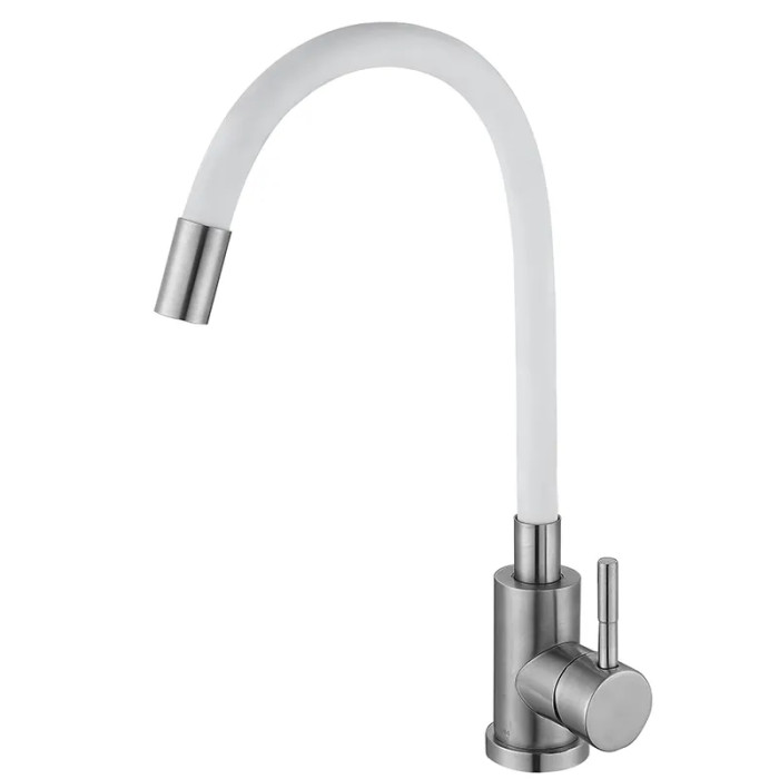 Кухонний змішувач Zerix LUX-011 Refl.White (нерж. сталь) (ZX4877)