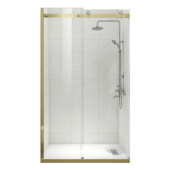 Двери в нишу Koer SR SD01-120x200-TR-12 прозрачное стекло Easy Clean 8мм, матовое золото (KR5377)