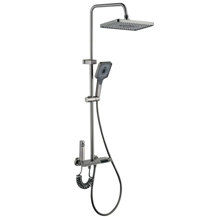 Душова колона зі змішувачем Mixxus Premium RIVIERA 009-J GRAPHITE з кнопкою перемикання, 4 режими (