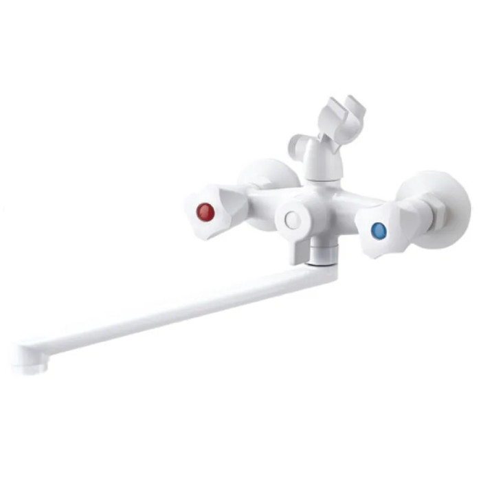 Змішувач для ванни PLAMIX OMEGA-140 EURO SET WHITE (со шлангом, лейкой и кронштейном) (MX9579)