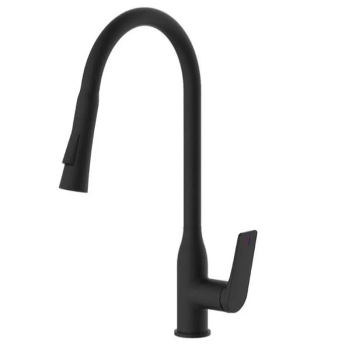 Змішувач для кухні Mixxus Premium DERBY 014 (NUT) BLACK з висувною лійкою (MI6605)