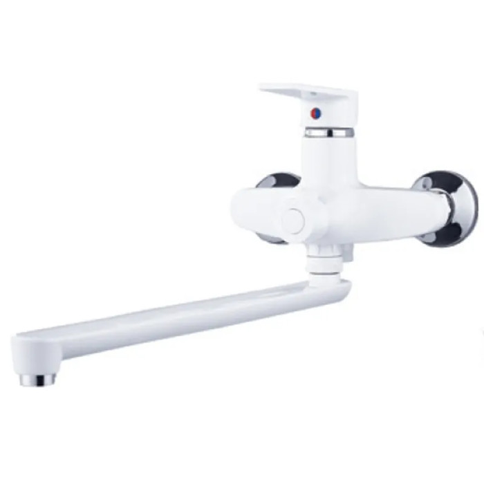 Смеситель для ванны PLAMIX OSCAR-006 EURO SET WHITE (со шлангом, лейкой и кронштейном) (MX1895)