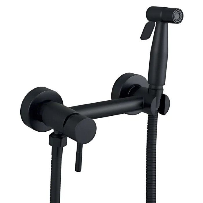 Смеситель настенный с гигиеническим душем Mixxus SUS-222 BLACK (MX0680)