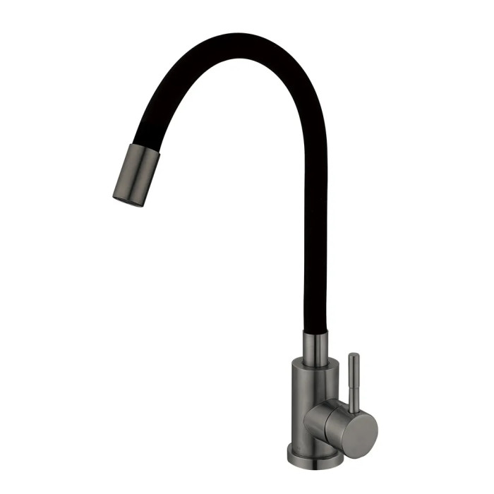 Змішувач для кухні Mixxus SEO-011 Graphite Refl.Black із силіконовим виливом (MI6566)