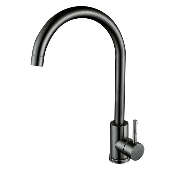 Змішувач для кухні Zerix LUX-011 Graphite з нерж. сталі SUS304 (графіт) (ZX4869)