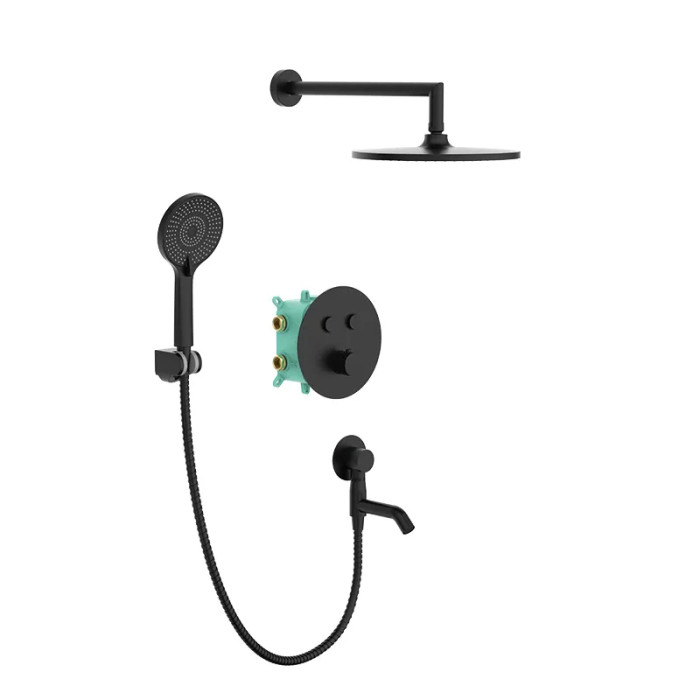 Вбудована душова система з термостатом Koer KB-67012-05 (Чорний матовий) (KR4729)