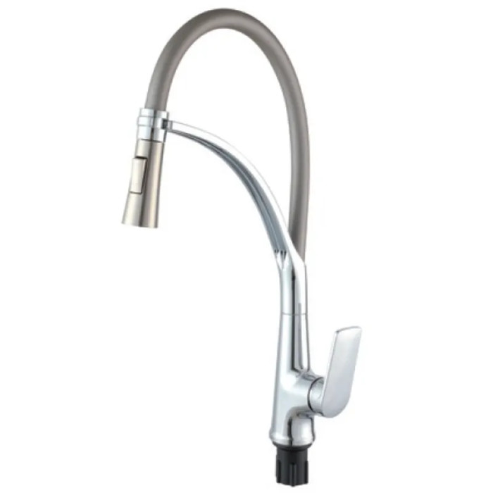 Змішувач для кухні Plamix Lucas-017 SET CHROME REFL.Grey з гнучким виливом (PM0715)