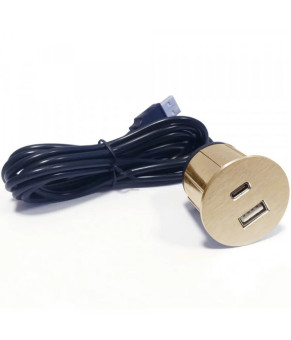 Встраиваемый USB-порт Versapick 1 USB (5v) + 1 TYPE C круглый золото 060.29Z.00008