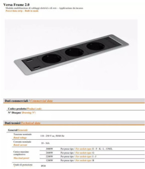 Розеточный блок ASA Versaframe 2.0 (3 розетки + USB.5V (А+A), обработка - черный) 060.32F.00038