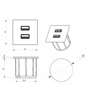 Мебельная USB розетка ASA Versapick zamak (USB 5V (A+C), обработка - нержавеющая сталь) 060.29Z.00041