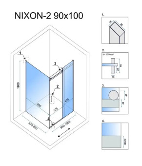 Угловая душевая кабина REA NIXON 90х100 P REA-K5011 + REA-K7440