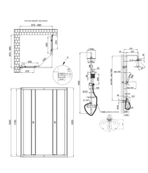 Готове рішення Qtap 4: Душ. кабіна квадратна, 90x90 + Душ. панель PRECRM1099SP544845