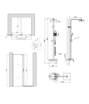 Готове рішення Qtap 13: Стіна Walk-In GLIDE, 120x190 + Душ. система GLICRM2012C844854
