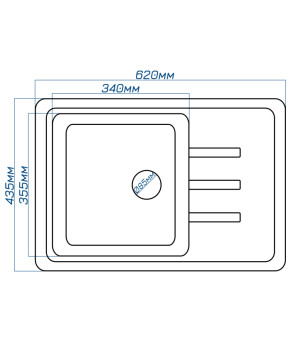 Кухонная мойка Romzha Trei 62 Gri Матовая Прямоугольная (RO410668)